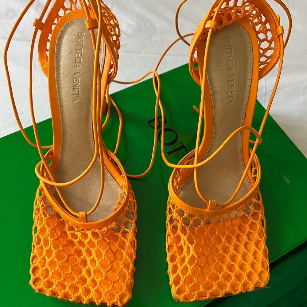 Orange stretch heels